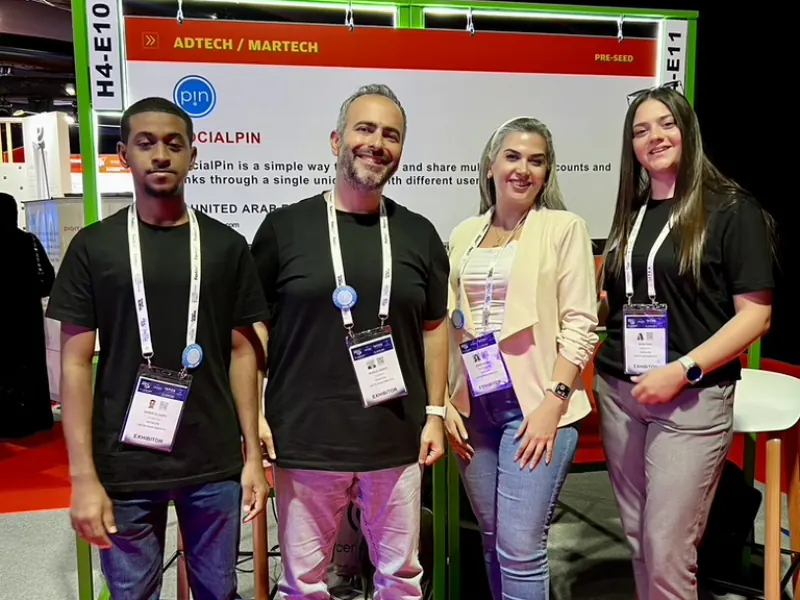 The SocialPin team at its North Star Dubai stand